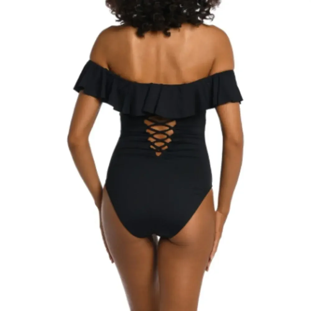 La Blanca Island Goddess Off Shoulder Ruffle One Piece Swimsuit 16